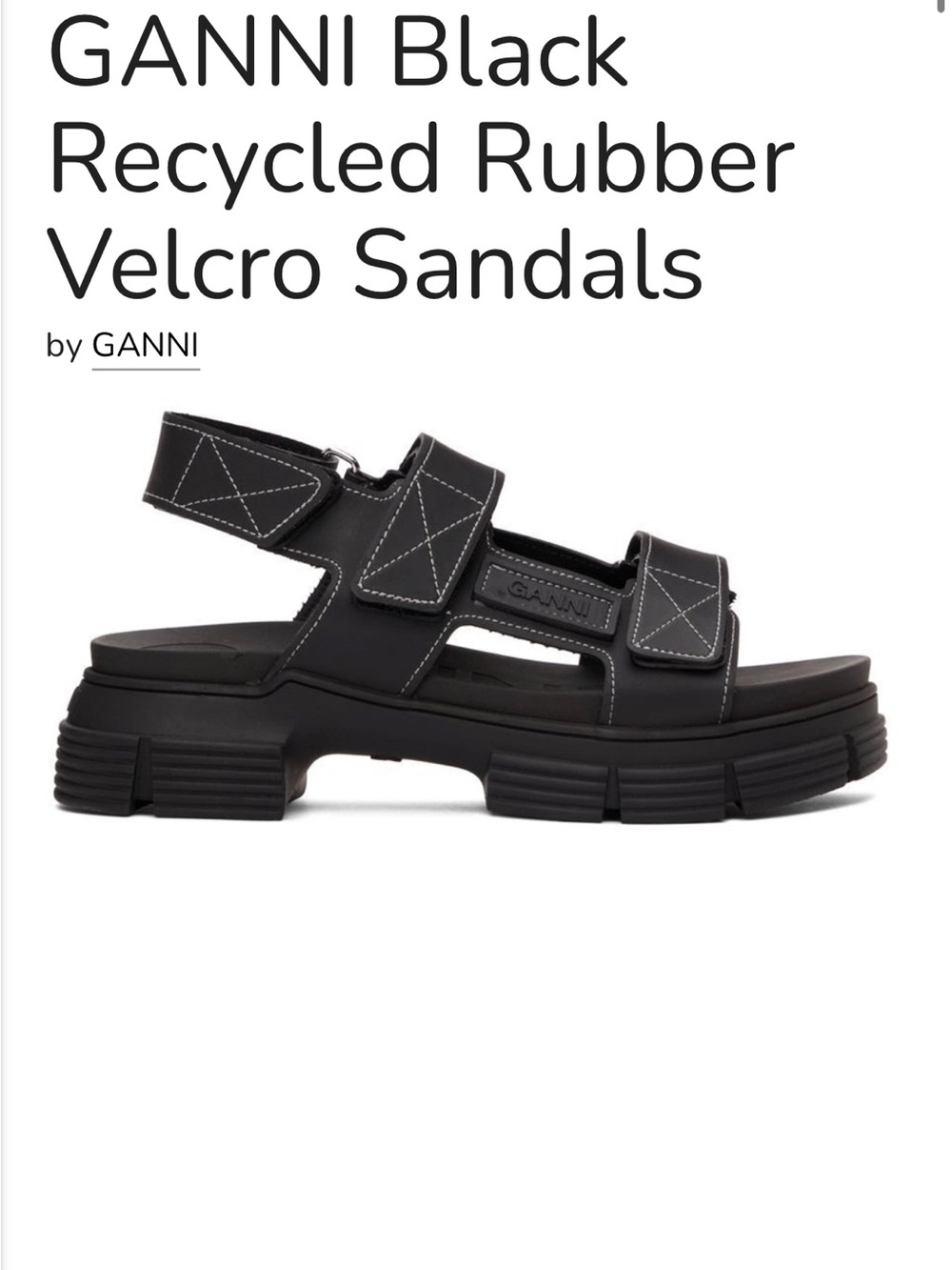 Ganni Black Velcro Platform Sandals